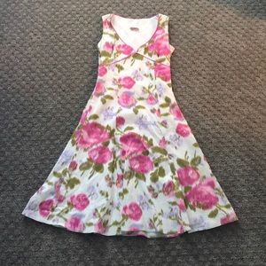 pink and green floral dress